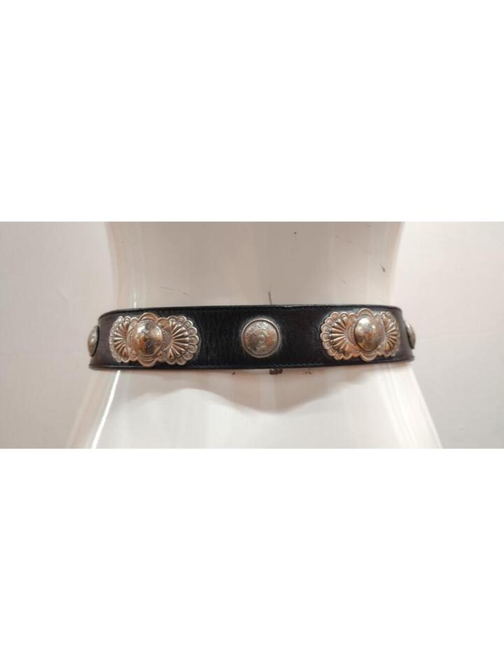 Vintage Concho Southwest Style Belt DATED 1994 Buckle GENUINE LEATHER FULL GRAIN